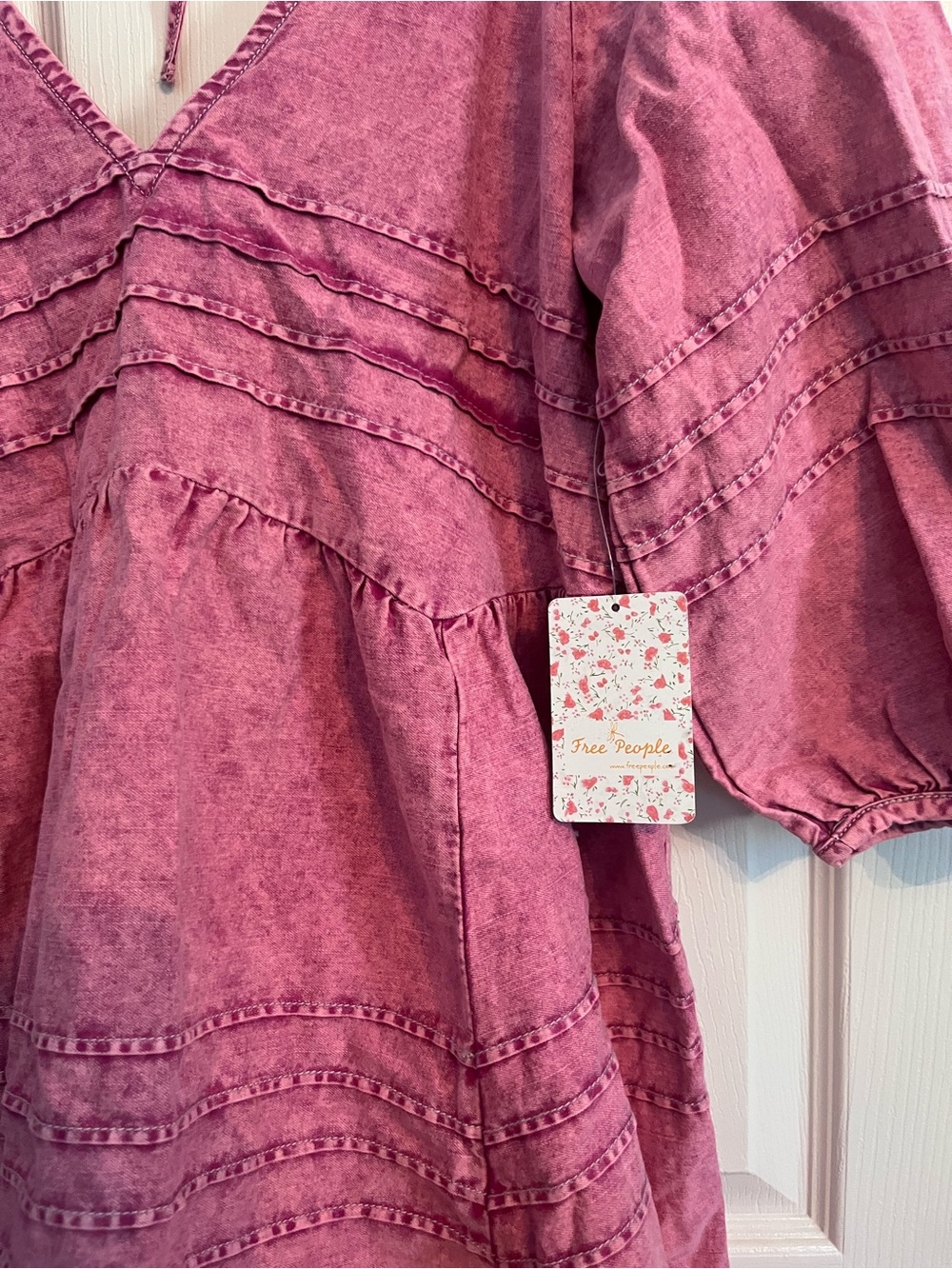 NWT Free People Mini Dress long sleeves Sweet Surrender size Large 100% Cotton - Picture 5 of 11